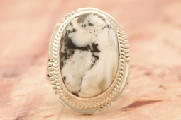 Native American Jewelry White Buffalo Turquoise Sterling Silver Ring